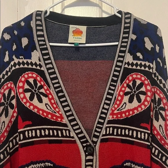 Farm Rio Navy Mixed Prints Knit Cardigan size large - Picture 6 of 9